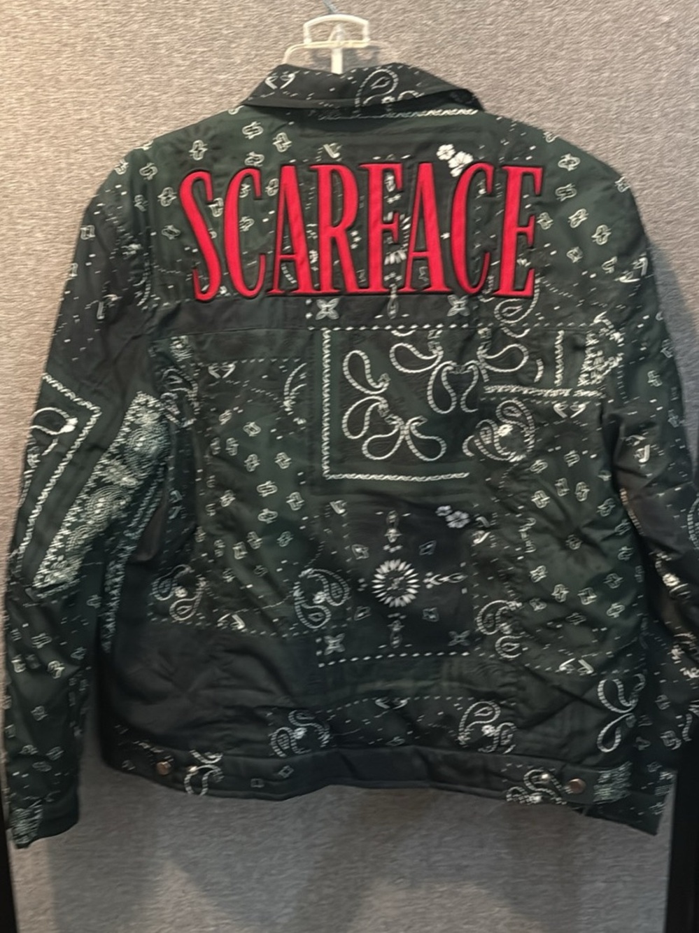 Scarface Embroidered green  Bandana Print Jacket